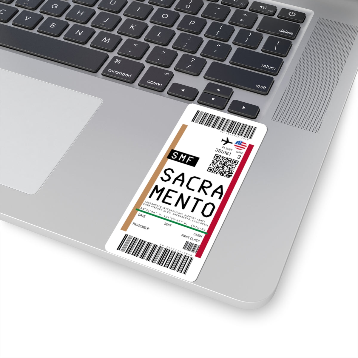 Sacramento International Airport (SMF) Boarding Pass Sticker — Travel Luggage Decal