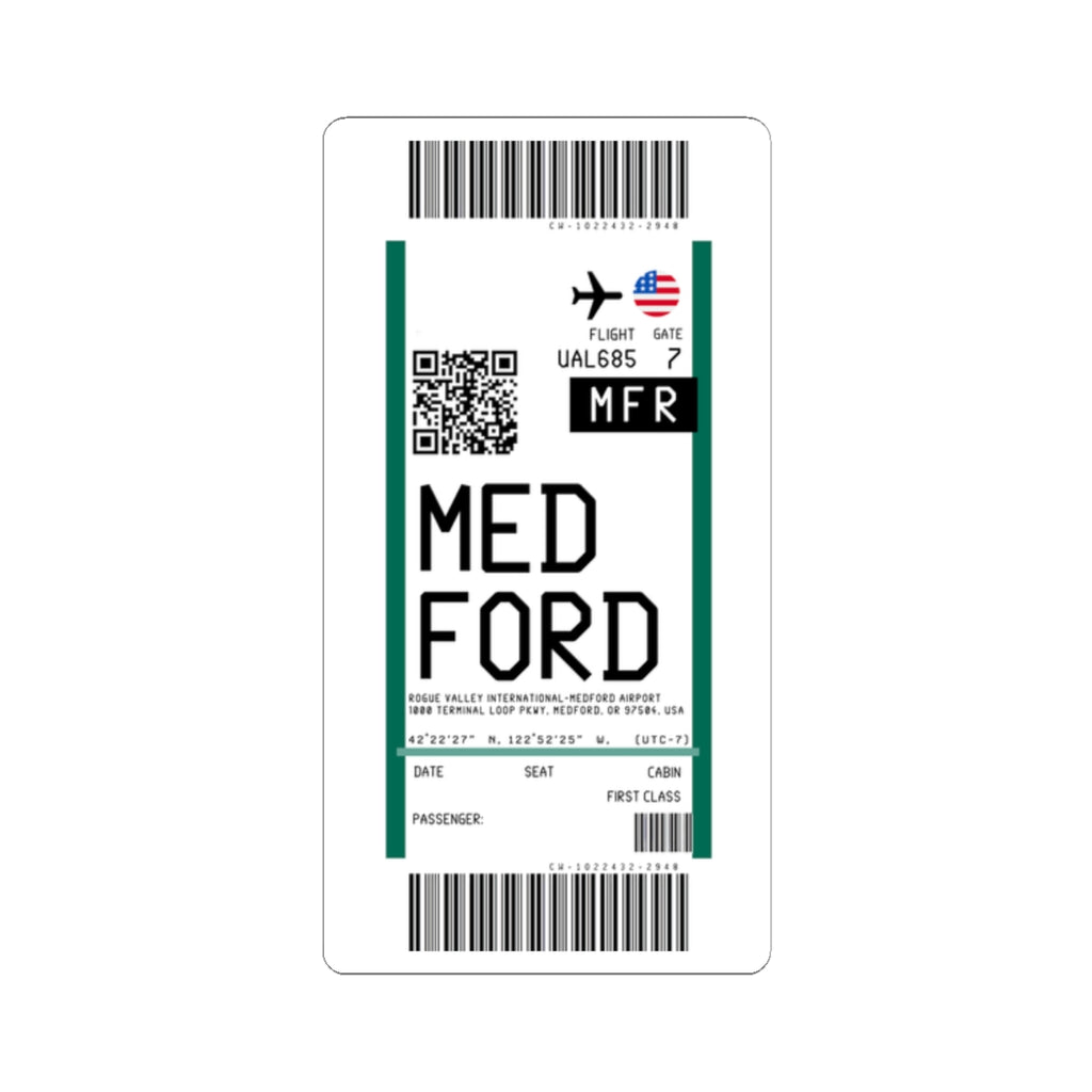 Rogue Valley International Medford Airport (MFR) Boarding Pass Sticker — Travel Luggage Decal