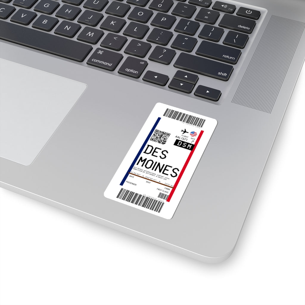 Des Moines International Airport (DSM) Boarding Pass Sticker — Travel Luggage Decal