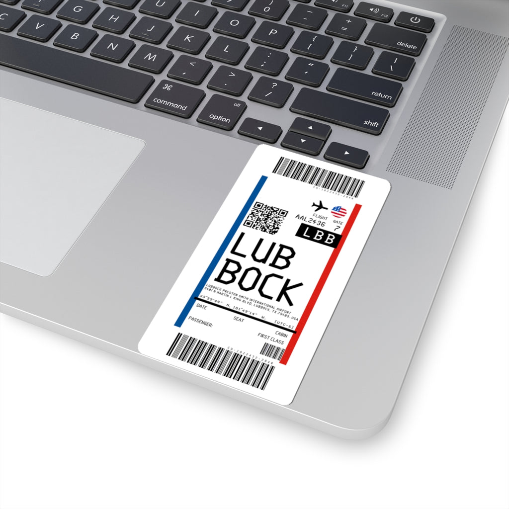 Lubbock Preston Smith International Airport (LBB) Boarding Pass Sticker — Travel Luggage Decal