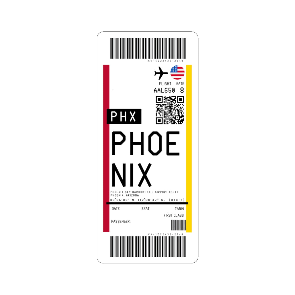 Phoenix Sky Harbor International Airport (PHX) Boarding Pass Sticker — Travel Luggage Decal