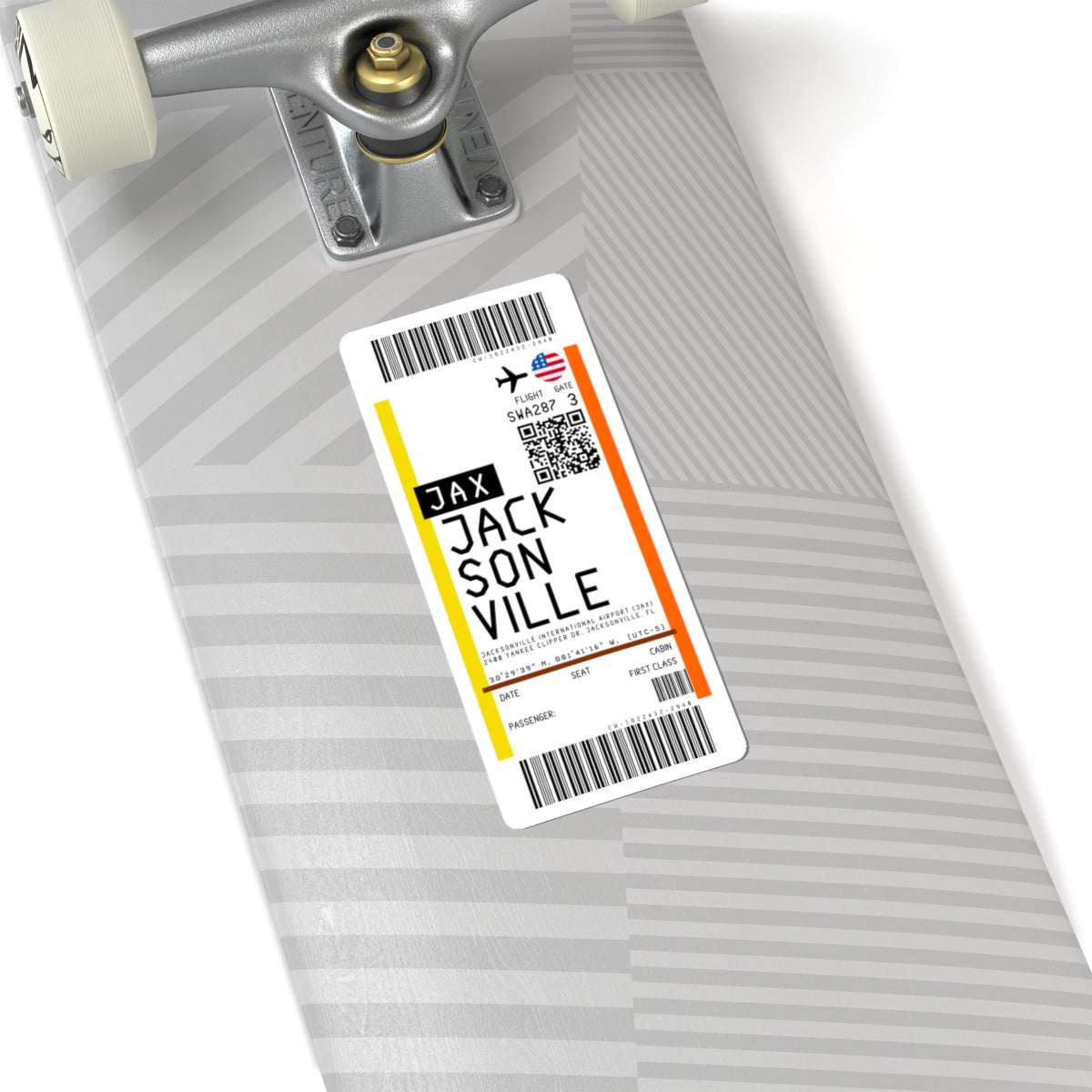 Jacksonville International Airport (JAX) Boarding Pass Sticker — Travel Luggage Decal