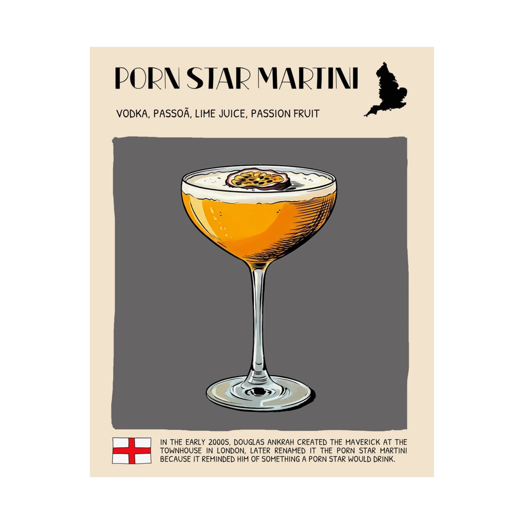 Pornstar Martini Poster — Cocktail Recipe Matte Vertical Art Print