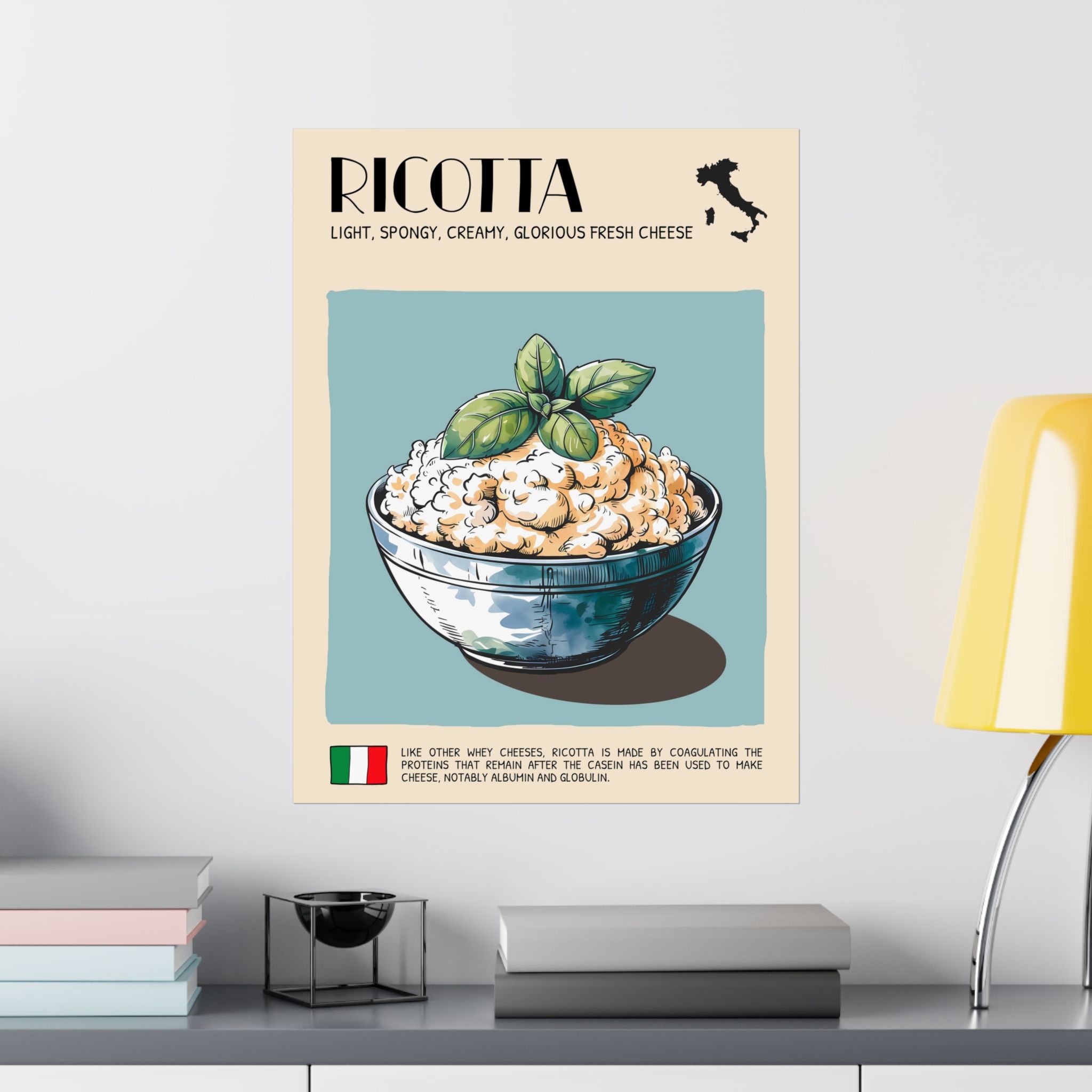 Ricotta Cheese Poster — Kitchen Art Vertical Matte Print