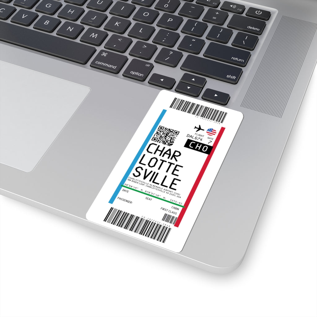 Charlottesville–Albemarle Airport (CHO) Boarding Pass Sticker — Travel Luggage Decal