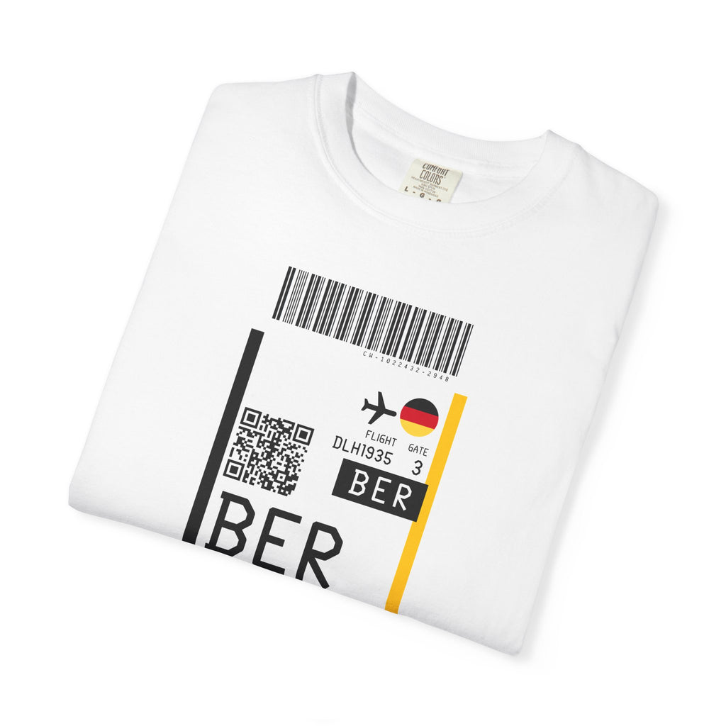Berlin Brandenburg Airport (BER), Boarding Pass - White T‑Shirt - First Class Airport Ticket Travel