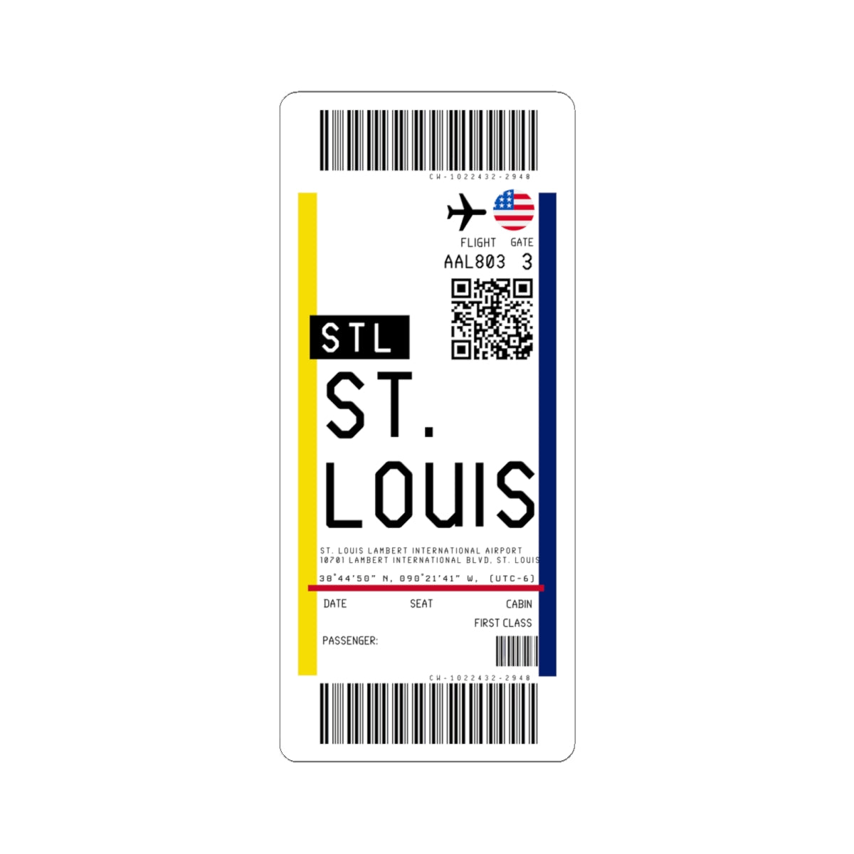 St. Louis Lambert International Airport (STL) Boarding Pass Sticker — Travel Luggage Decal