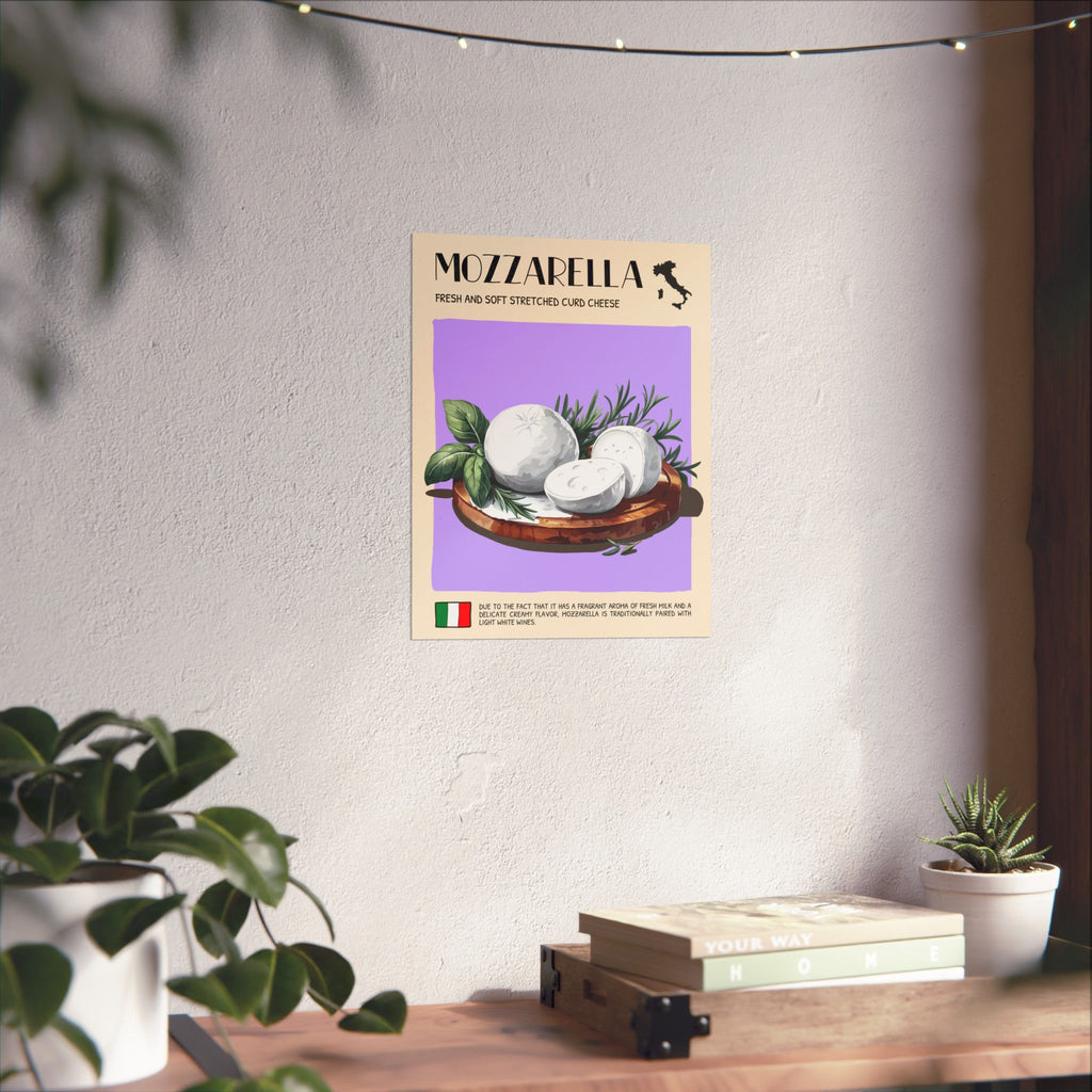 Mozzarella Cheese Poster — Kitchen Art Vertical Matte Print