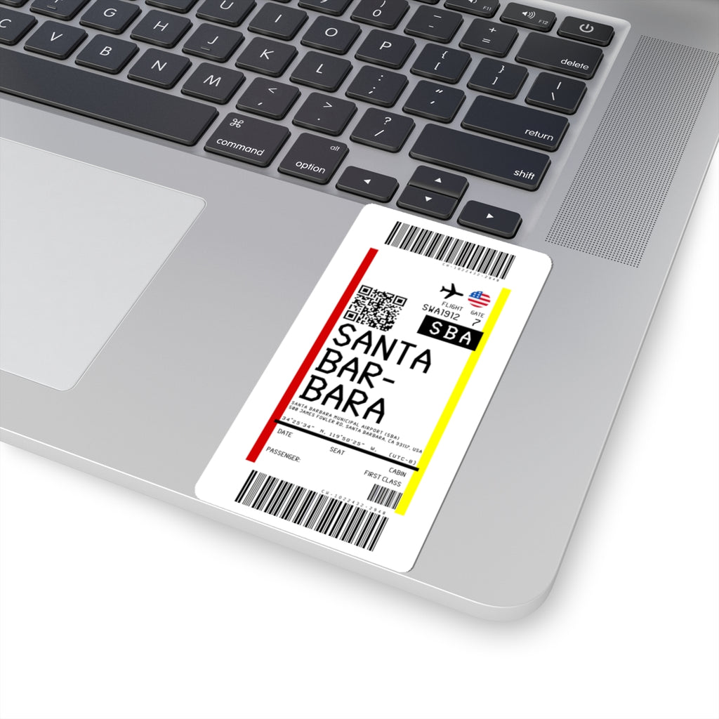 Santa Barbara Municipal Airport (SBA) Boarding Pass Sticker — Travel Luggage Decal