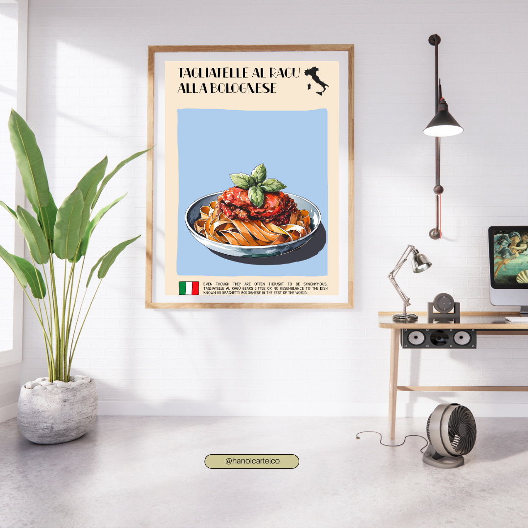 DIGITAL POSTER - ITALIAN FOOD ART - TAGLIATELLE AL RAGU ALLA BOLOGNESE