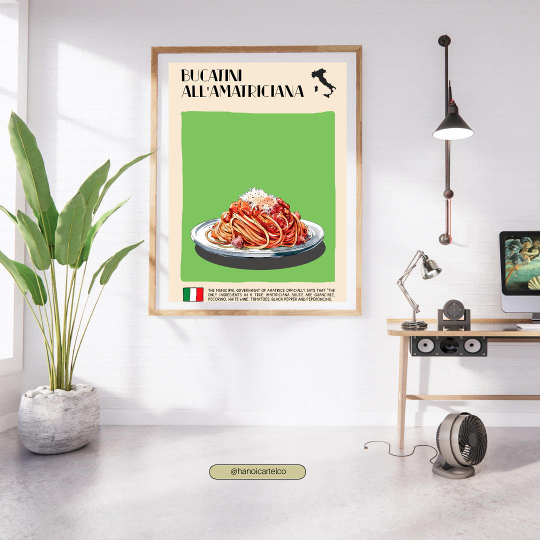 DIGITAL POSTER - ITALIAN FOOD ART - BUCATINI ALL'AMATRICIANA