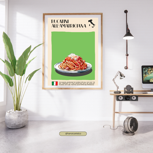 DIGITAL POSTER - ITALIAN FOOD ART - BUCATINI ALL'AMATRICIANA