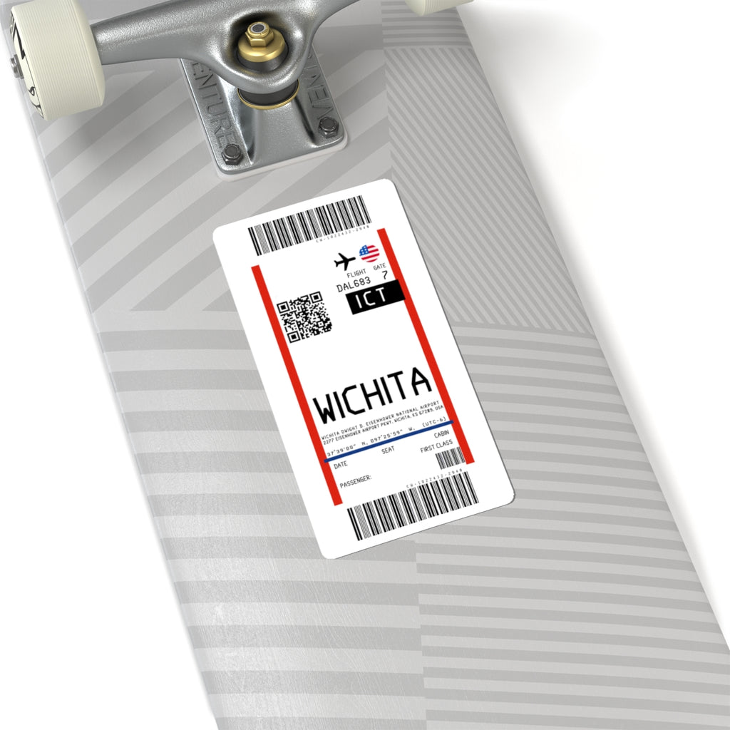 Wichita Dwight D. Eisenhower National Airport (ICT) Boarding Pass Sticker — Travel Luggage Decal