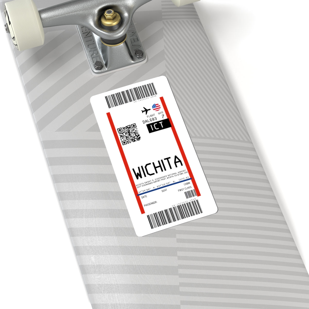 Wichita Dwight D. Eisenhower National Airport (ICT) Boarding Pass Sticker — Travel Luggage Decal