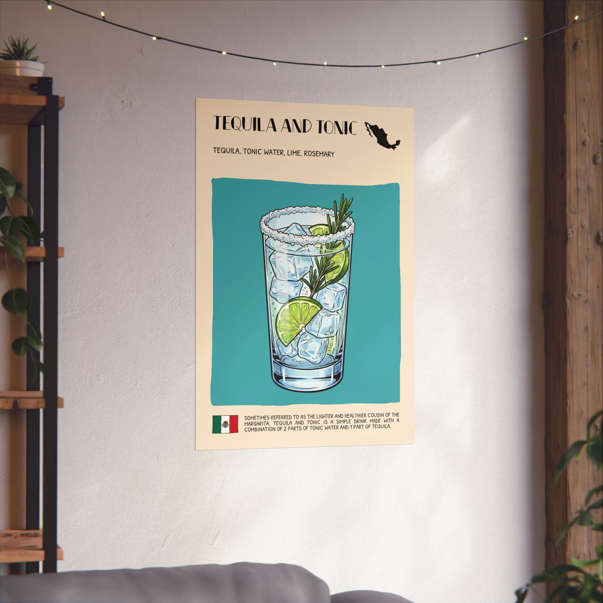 Tequila and Tonic Poster — Mexican Cocktail Art Print