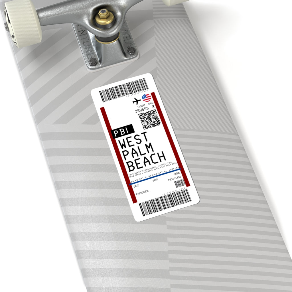 Palm Beach International Airport (PBI) Boarding Pass Sticker — Travel Luggage Decal