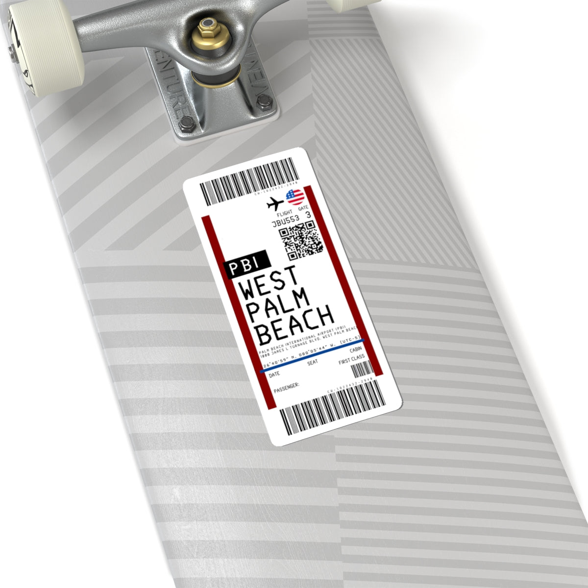 Palm Beach International Airport (PBI) Boarding Pass Sticker — Travel Luggage Decal