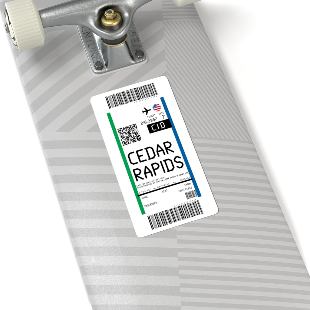 Eastern Iowa Airport (CID) Boarding Pass Sticker — Travel Luggage Decal