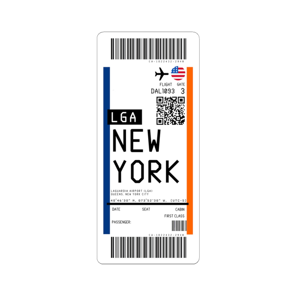 LaGuardia Airport (LGA) Boarding Pass Sticker — Travel Luggage Decal