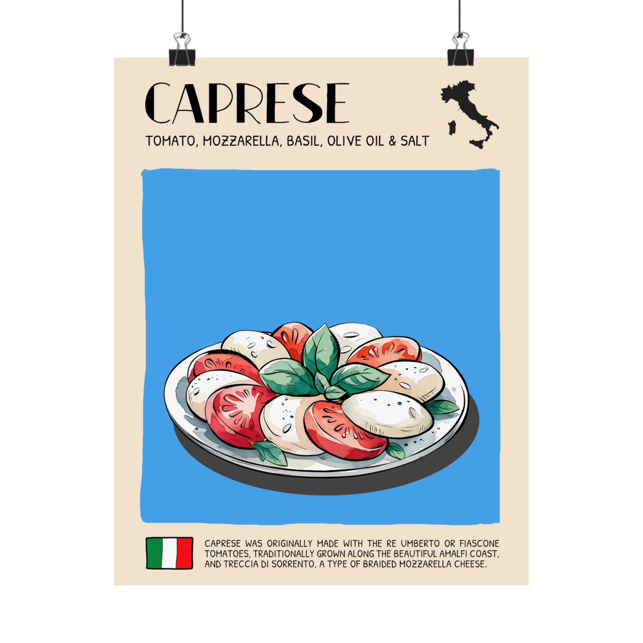 Caprese Poster —  Kitchen Art Vertical Matte Print
