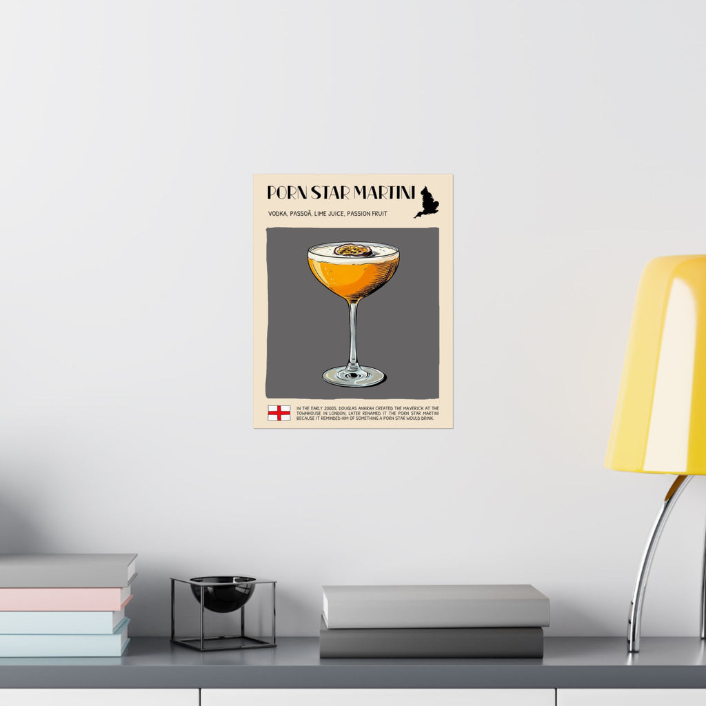 Pornstar Martini Poster — Cocktail Recipe Matte Vertical Art Print