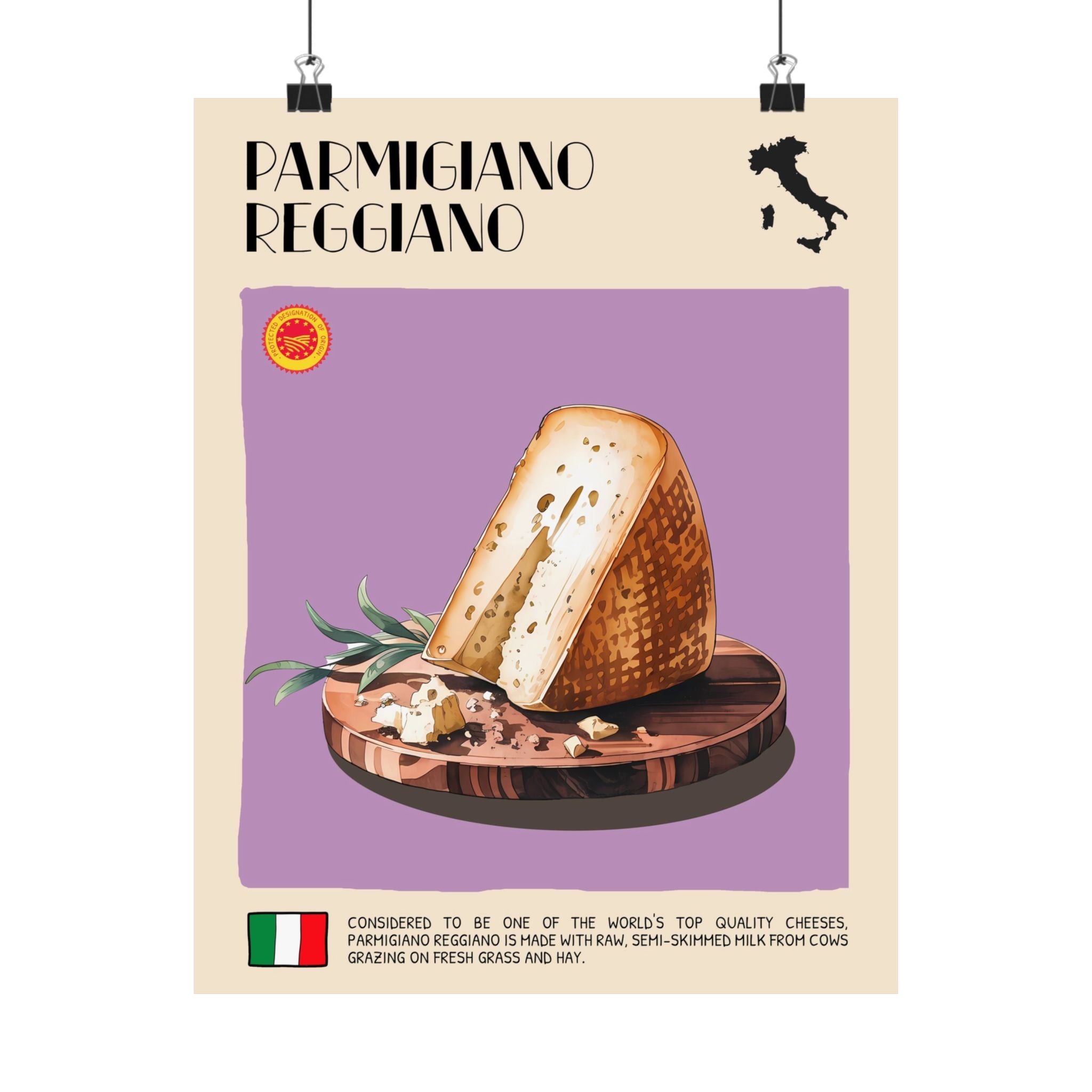 Parmigiano Reggiano Cheese Poster — Kitchen Art Vertical Matte Print