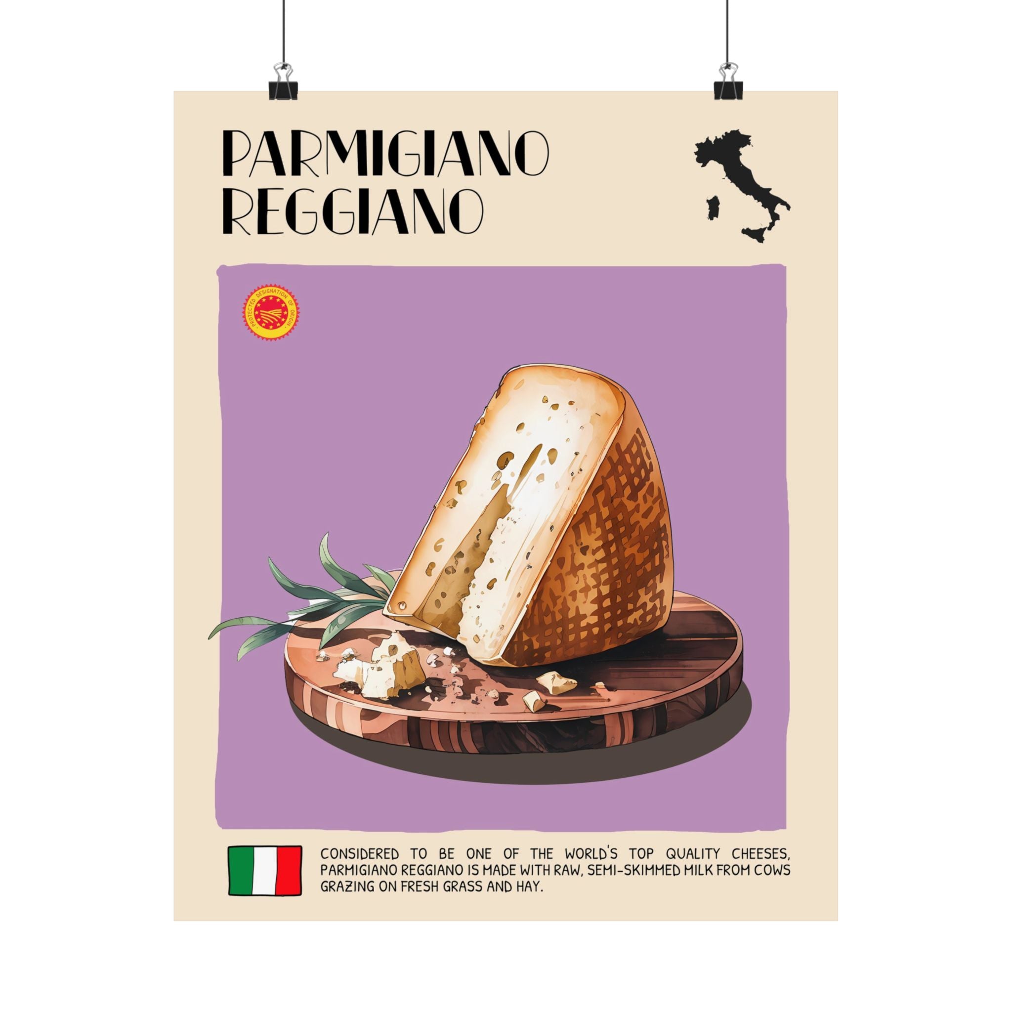 Parmigiano Reggiano Cheese Poster — Kitchen Art Vertical Matte Print