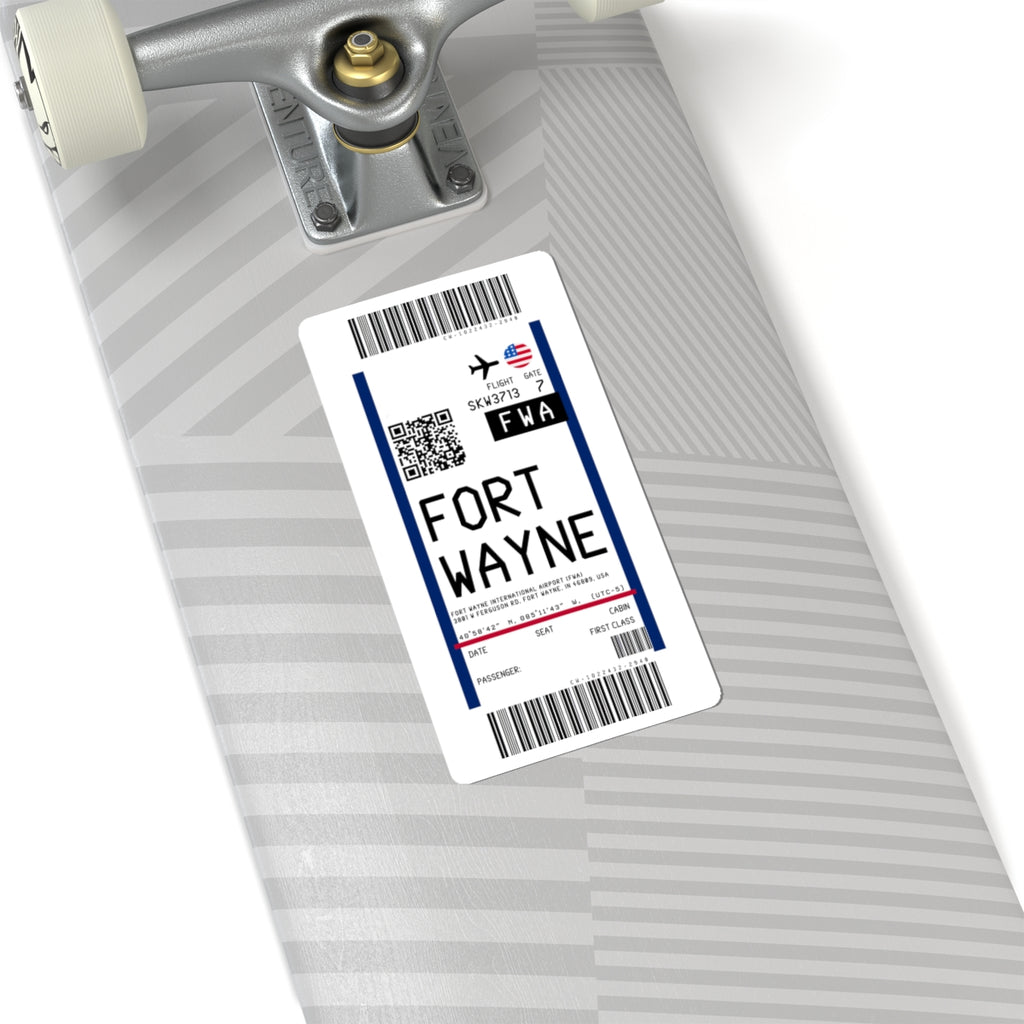 Fort Wayne International Airport (FWA) Boarding Pass Sticker — Travel Luggage Decal