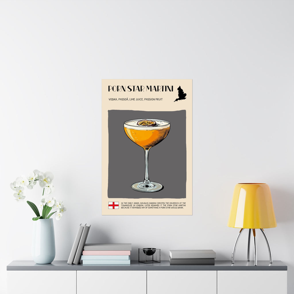 Pornstar Martini Poster — Cocktail Recipe Matte Vertical Art Print