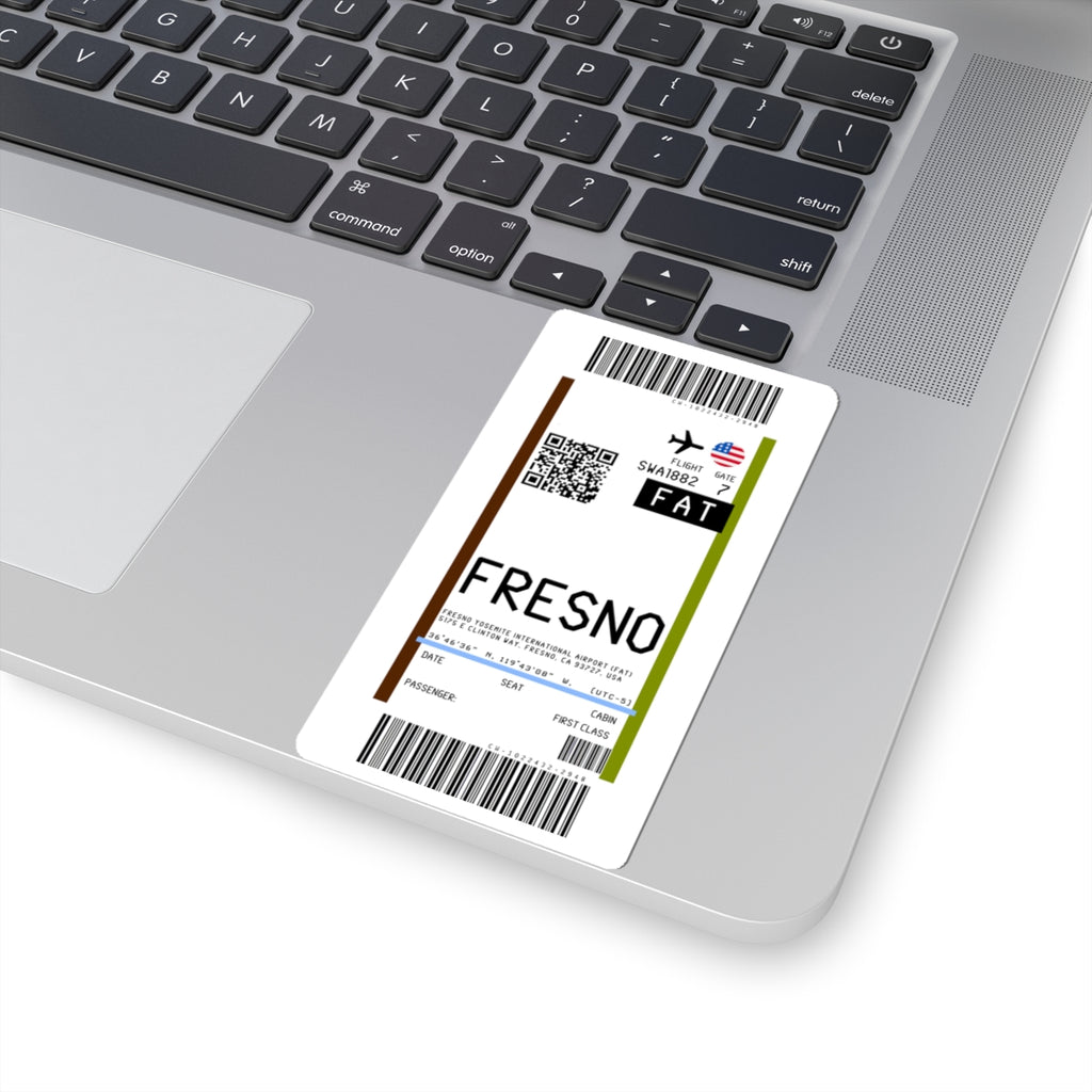 Fresno Yosemite International Airport (FAT) Boarding Pass Sticker — Travel Luggage Decal