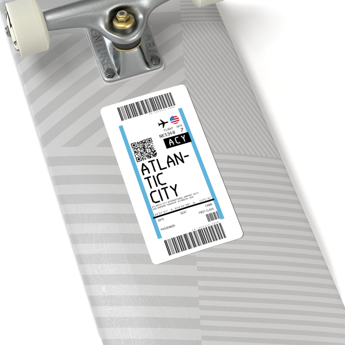 Atlantic City International Airport (ACY) Boarding Pass Sticker — Travel Luggage Decal