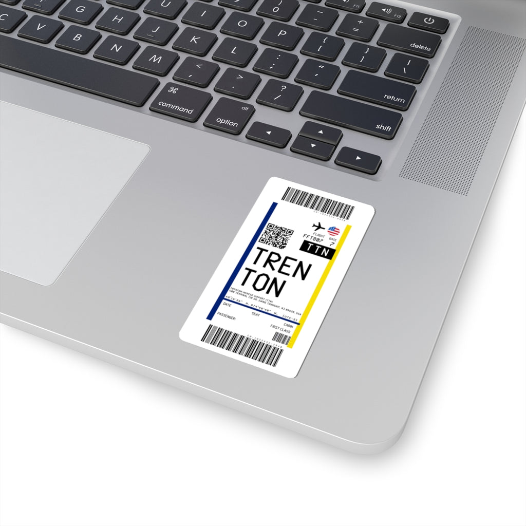 Trenton–Mercer Airport (TTN) Boarding Pass Sticker — Travel Luggage Decal