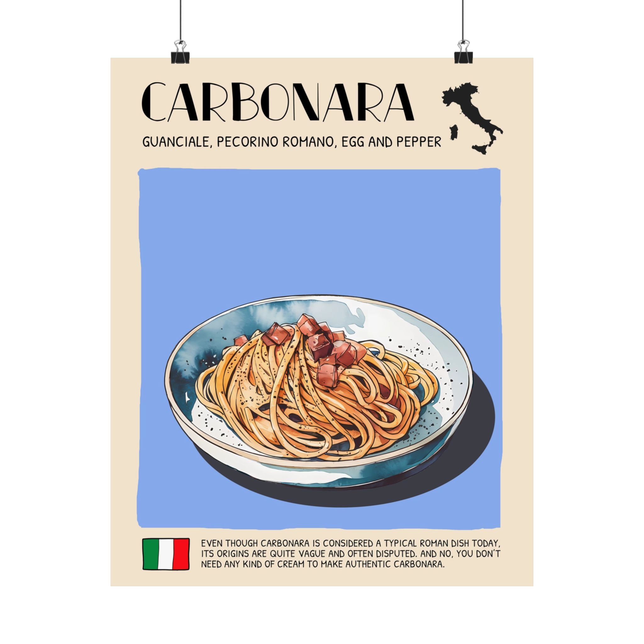 Carbonara Poster —  Kitchen Art Vertical Matte Print