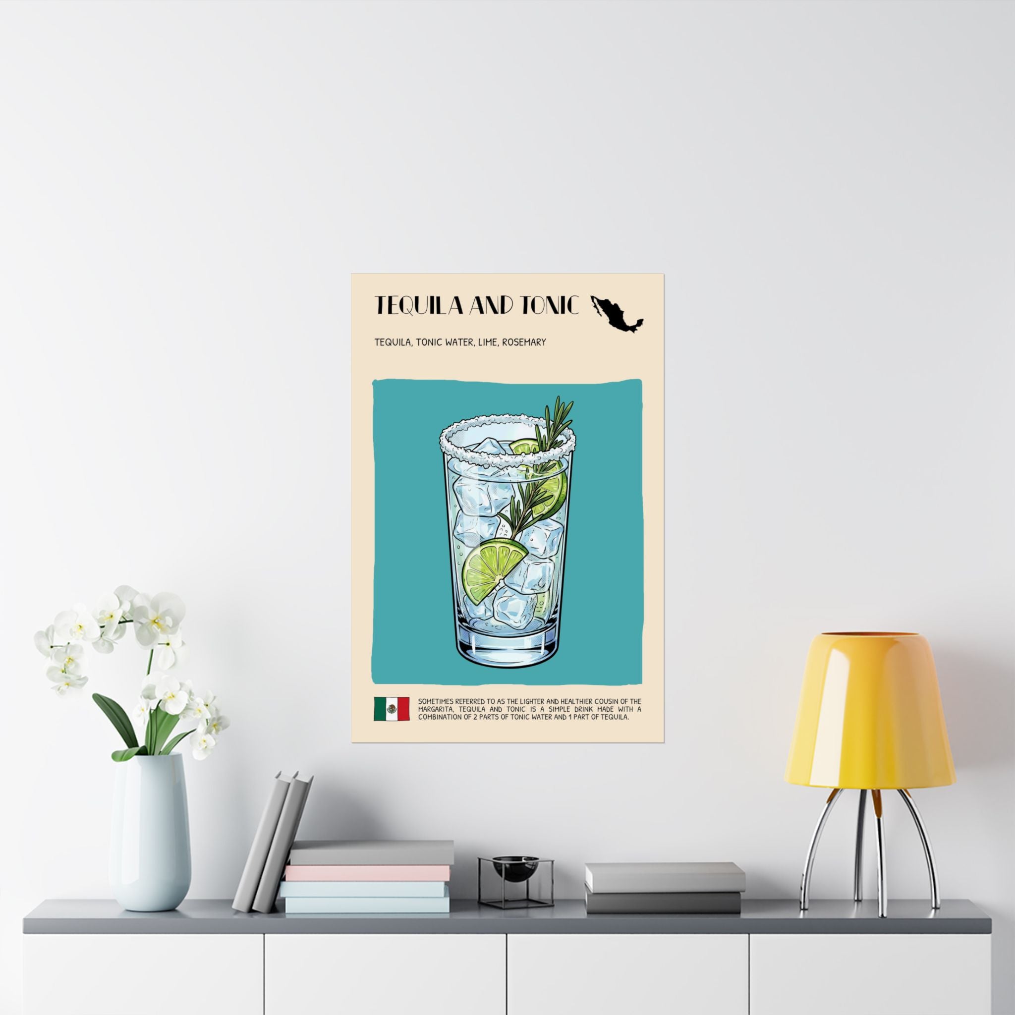 Tequila and Tonic Poster — Mexican Cocktail Art Print