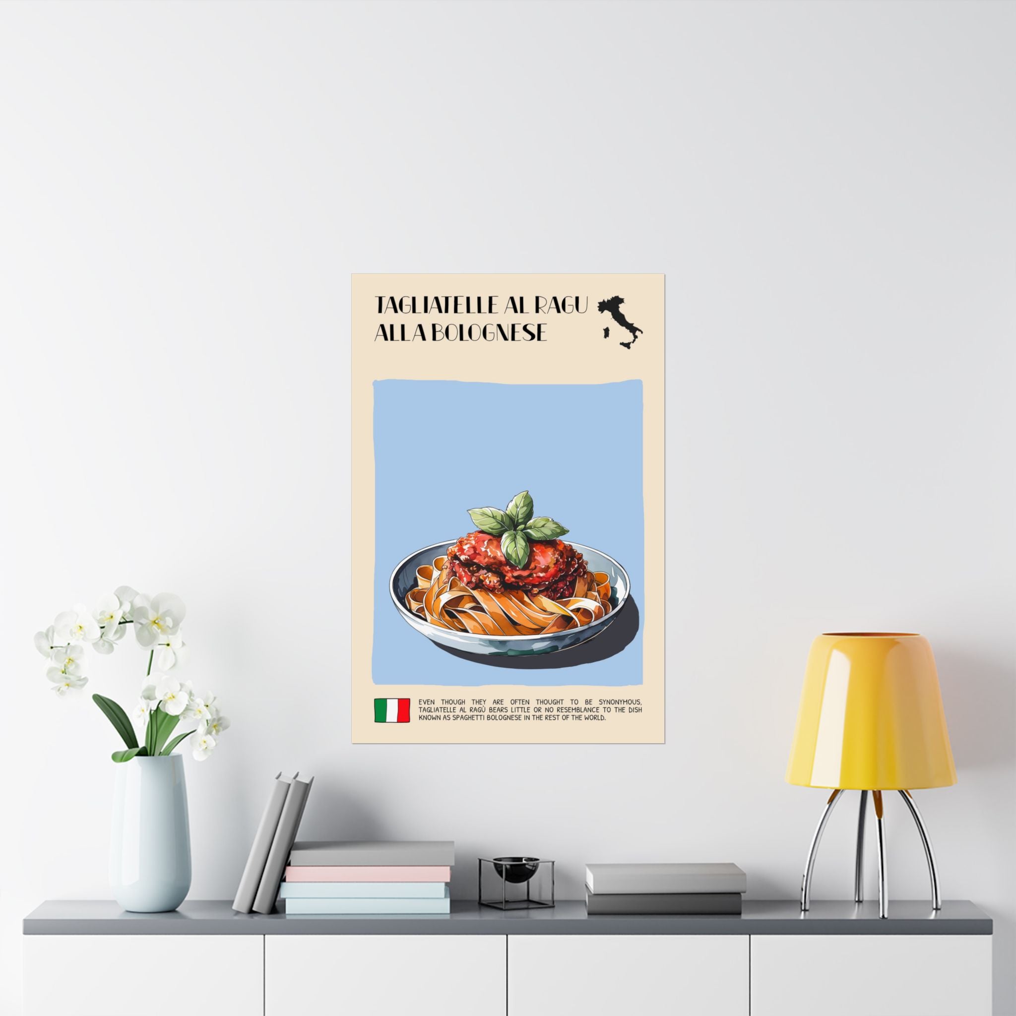 Tagliatelle al Ragu alla Bolognese Poster —  Kitchen Art Vertical Matte Print