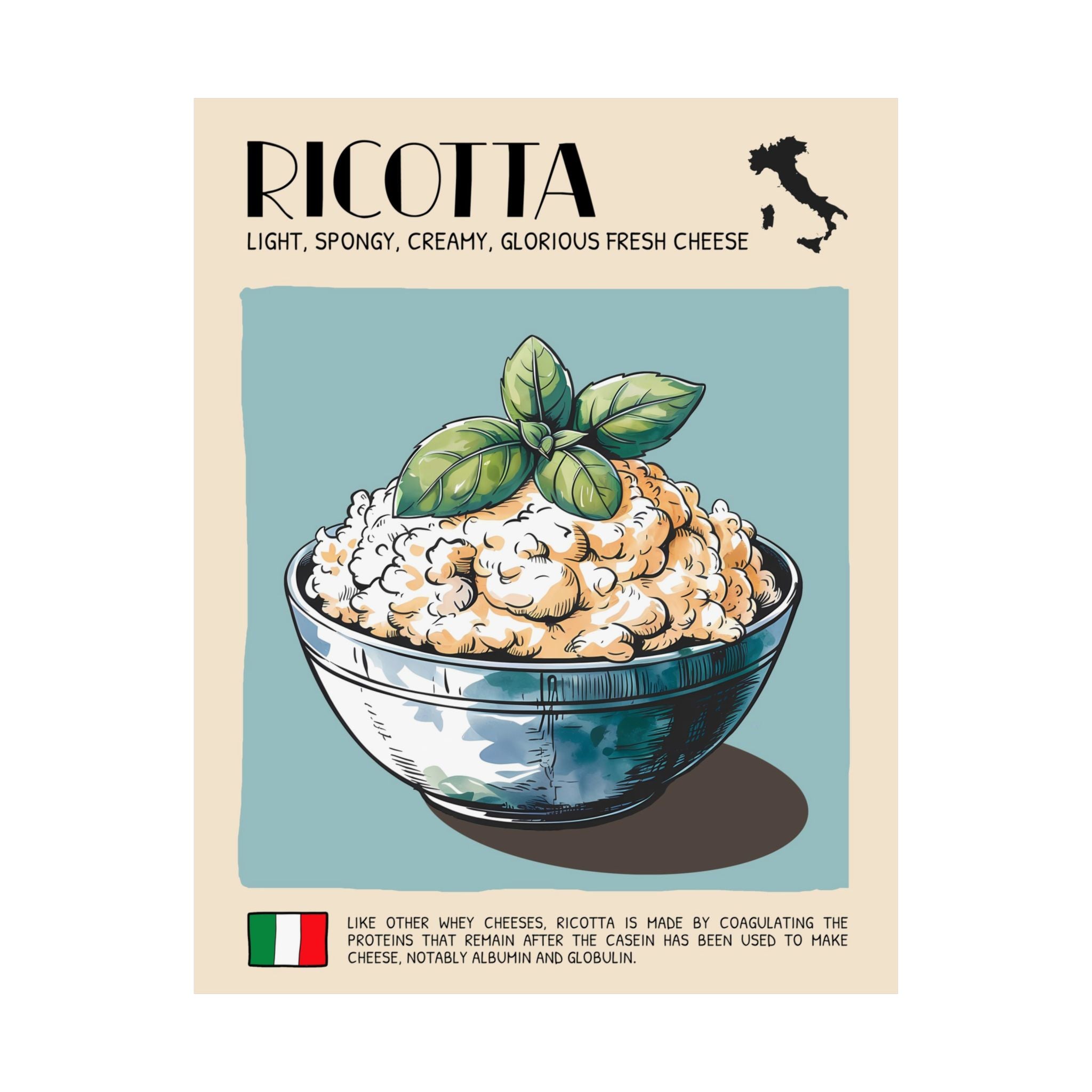 Ricotta Cheese Poster — Kitchen Art Vertical Matte Print