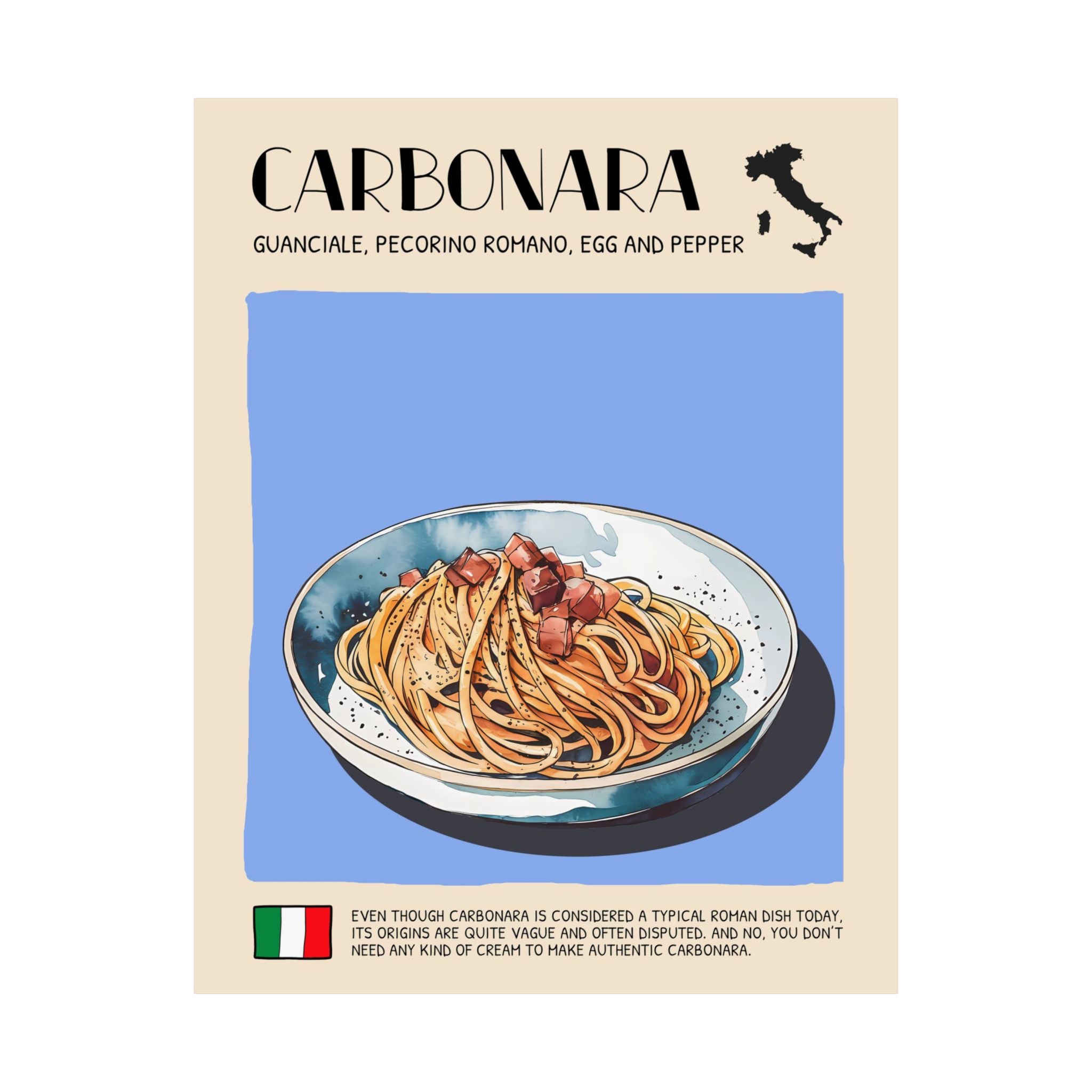 Carbonara Poster —  Kitchen Art Vertical Matte Print