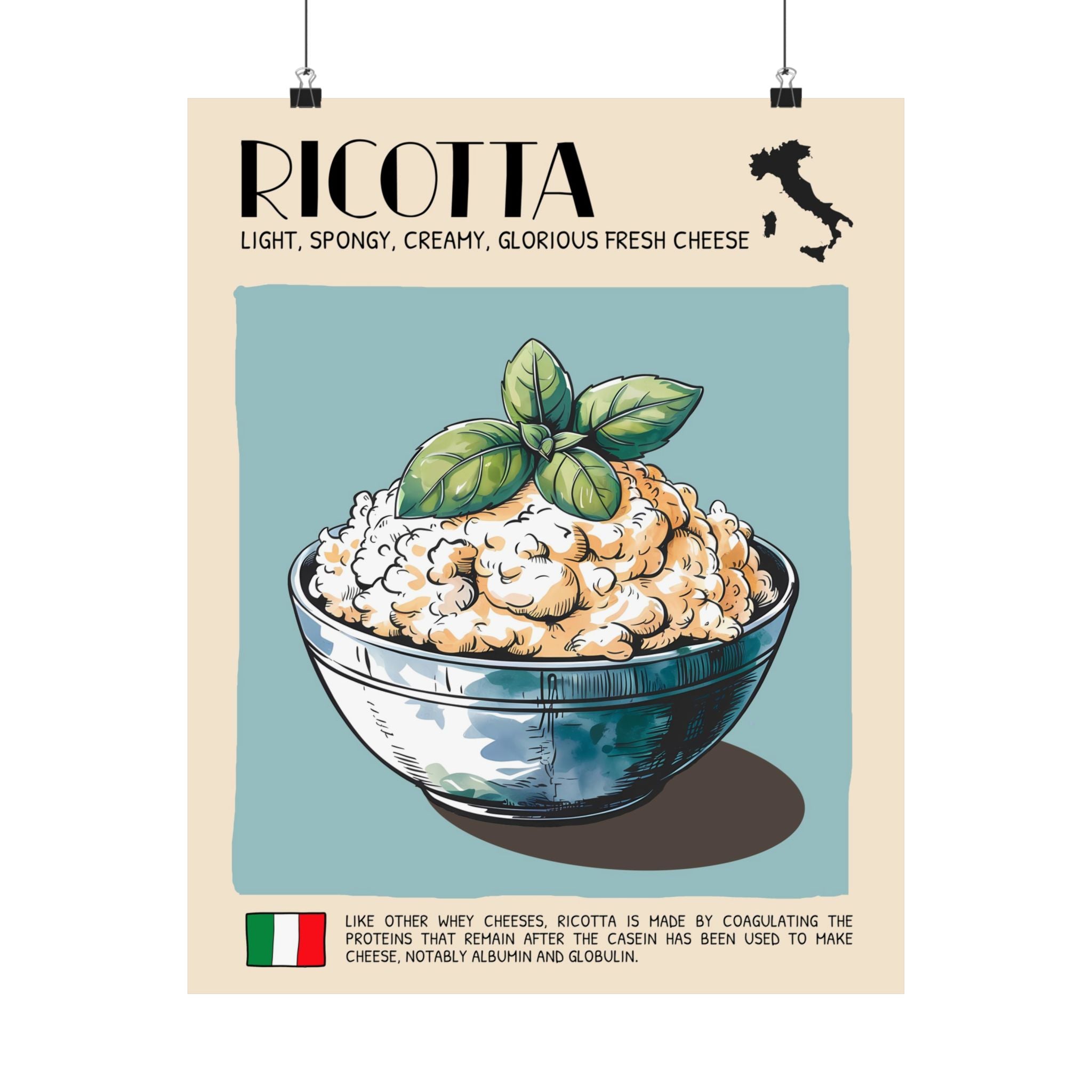 Ricotta Cheese Poster — Kitchen Art Vertical Matte Print