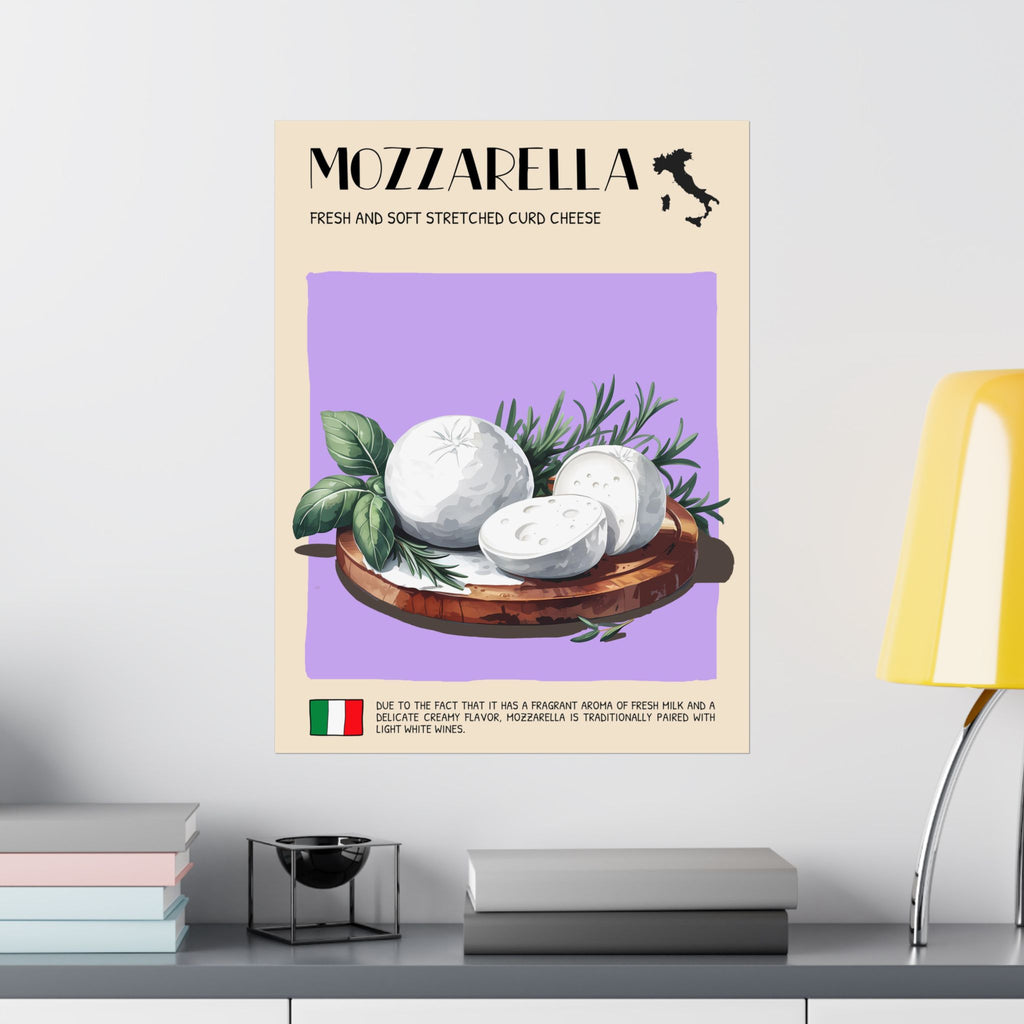 Mozzarella Cheese Poster — Kitchen Art Vertical Matte Print