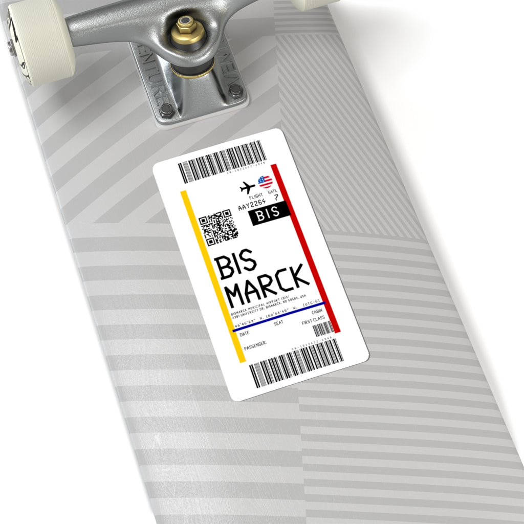Bismarck Municipal Airport (BIS) Boarding Pass Sticker — Travel Luggage Decal