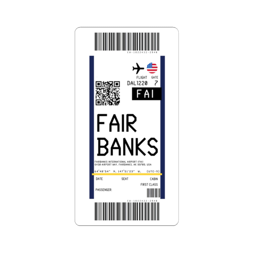 Fairbanks International Airport (FAI) Boarding Pass Sticker — Travel Luggage Decal