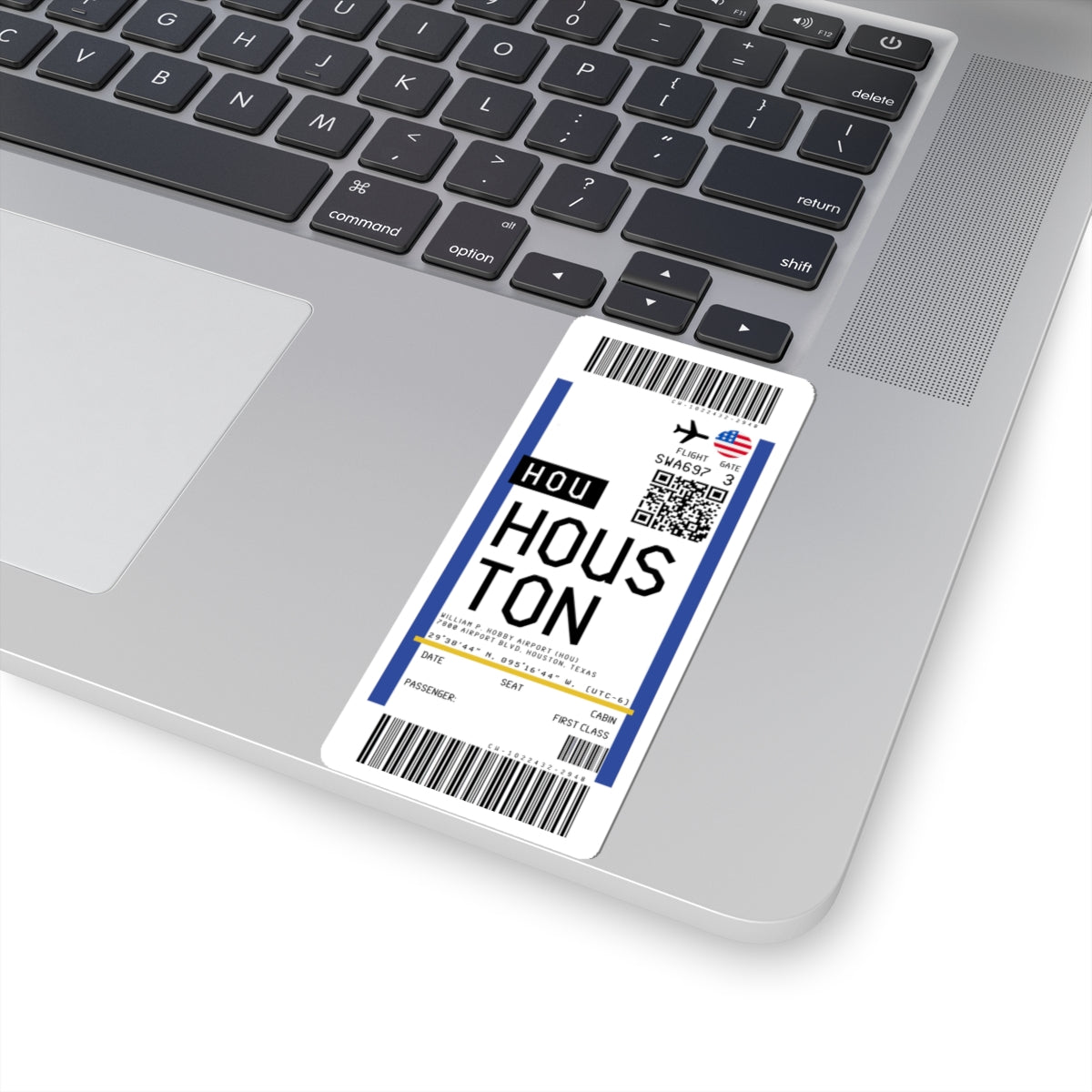 William P. Hobby Airport (HOU) Boarding Pass Sticker — Travel Luggage Decal