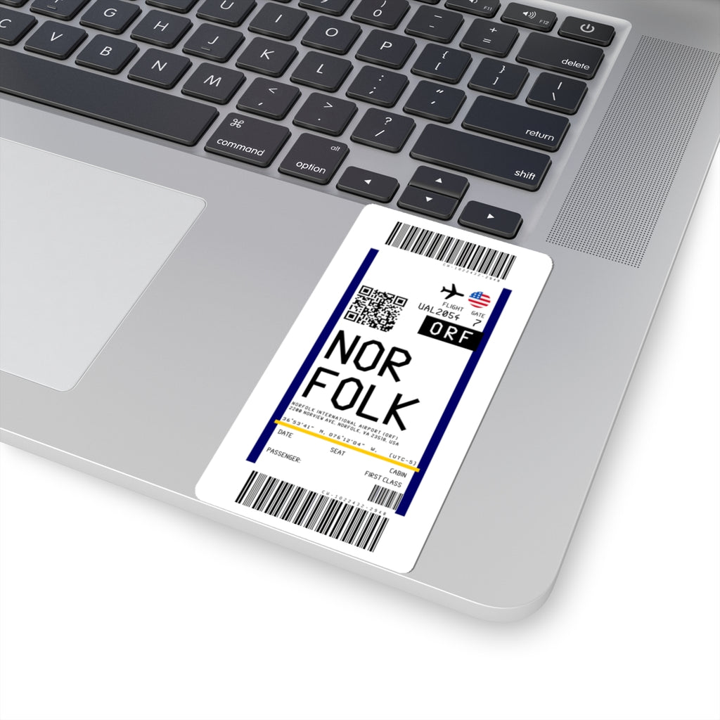 Norfolk International Airport (ORF) Boarding Pass Sticker — Travel Luggage Decal
