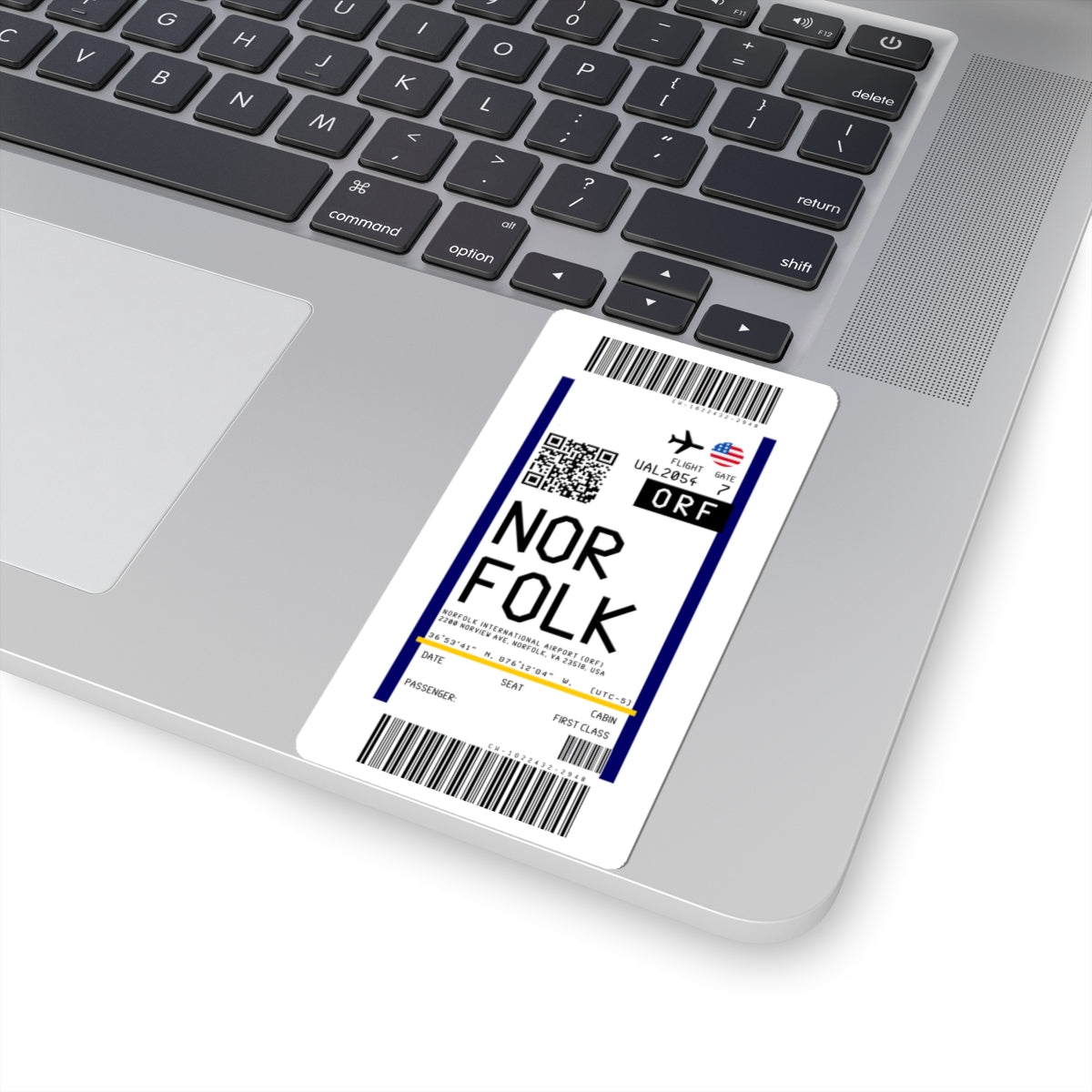 Norfolk International Airport (ORF) Boarding Pass Sticker — Travel Luggage Decal