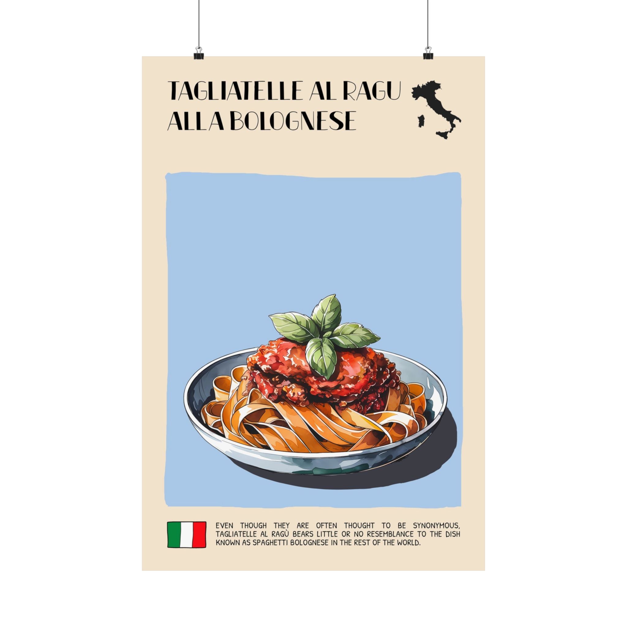 Tagliatelle al Ragu alla Bolognese Poster —  Kitchen Art Vertical Matte Print