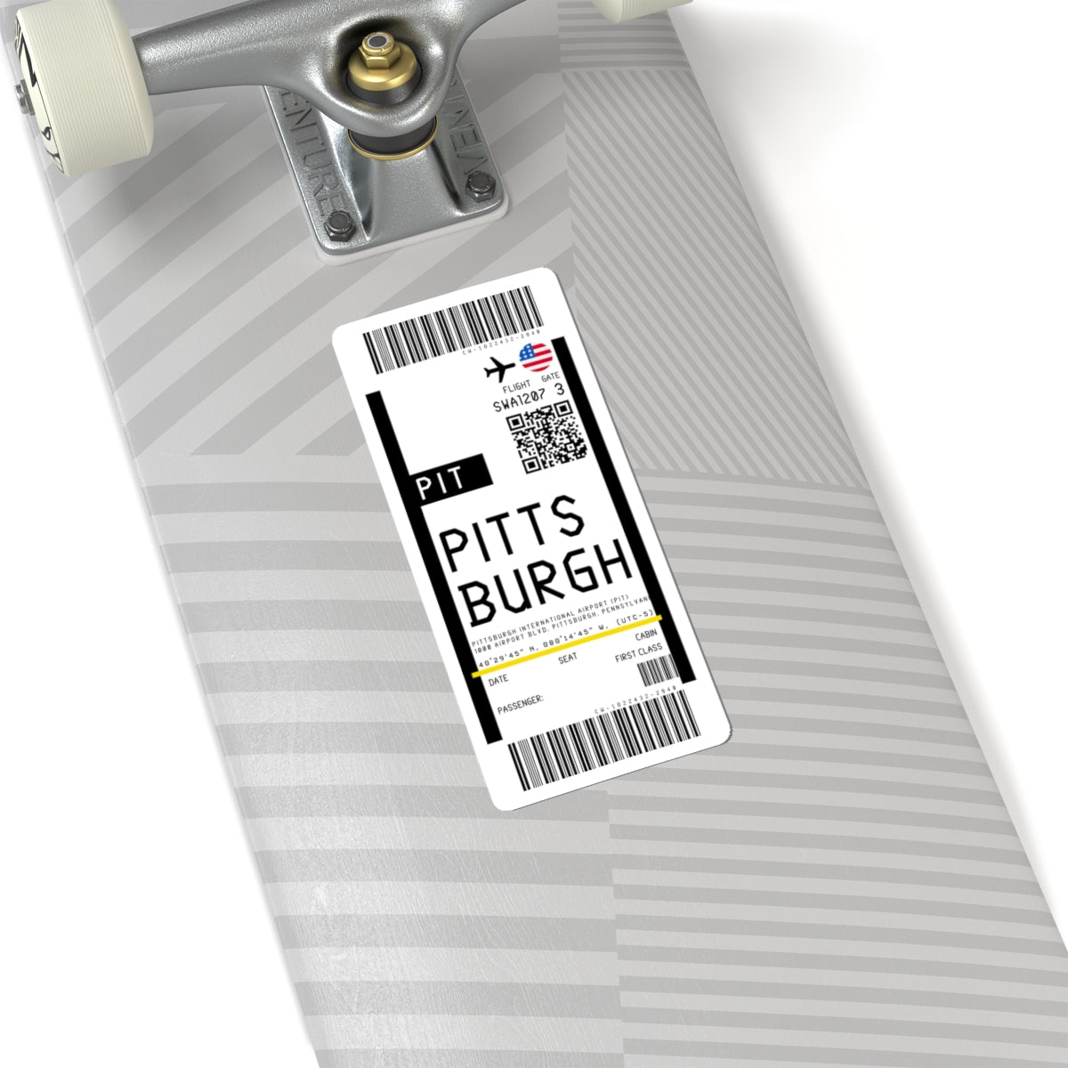 Pittsburgh International Airport (PIT) Boarding Pass Sticker — Travel Luggage Decal