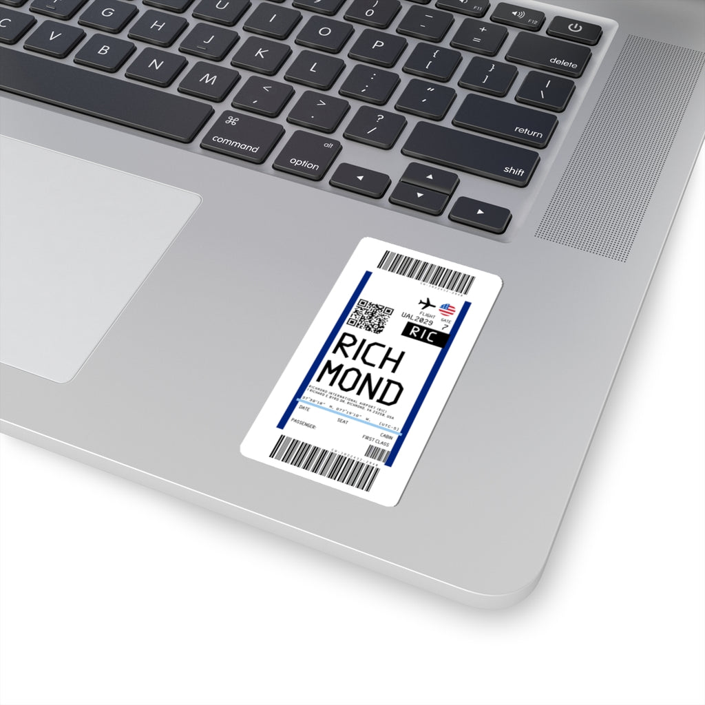 Richmond International Airport (RIC) Boarding Pass Sticker — Travel Luggage Decal