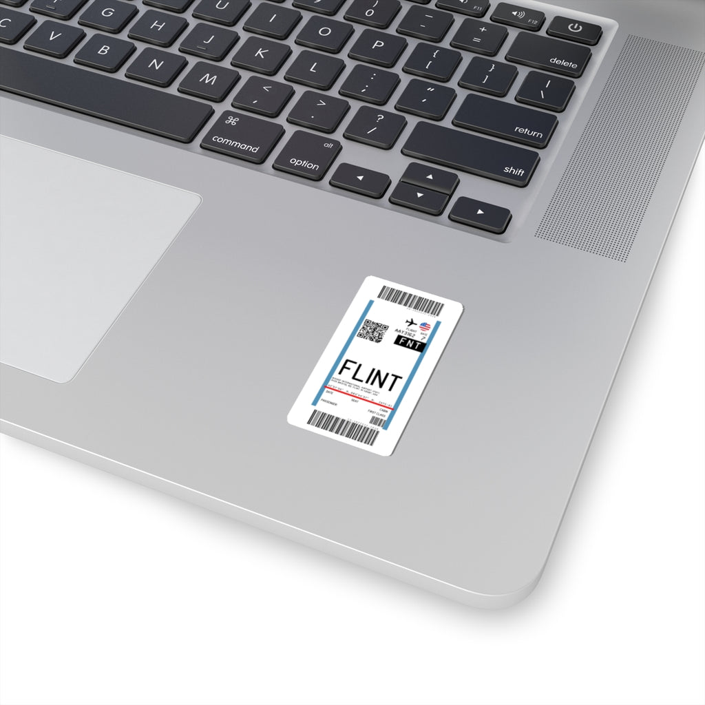 Bishop International Airport (FNT) Boarding Pass Sticker — Travel Luggage Decal