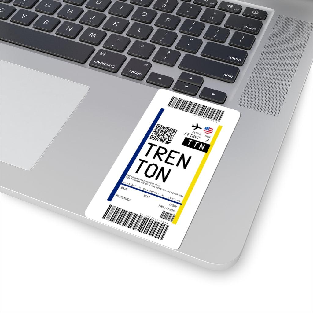 Trenton–Mercer Airport (TTN) Boarding Pass Sticker — Travel Luggage Decal