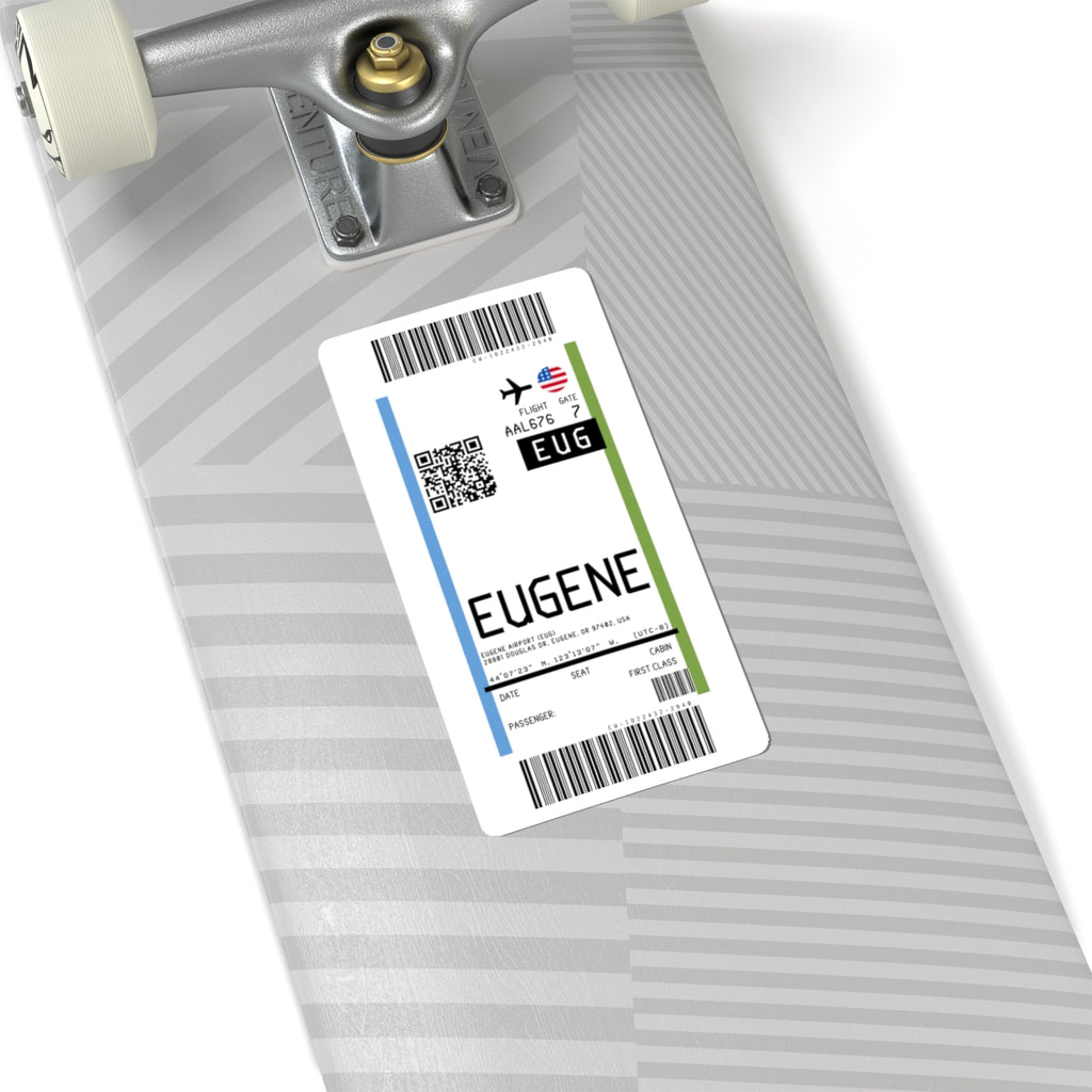 Eugene Airport (EUG) Boarding Pass Sticker — Travel Luggage Decal
